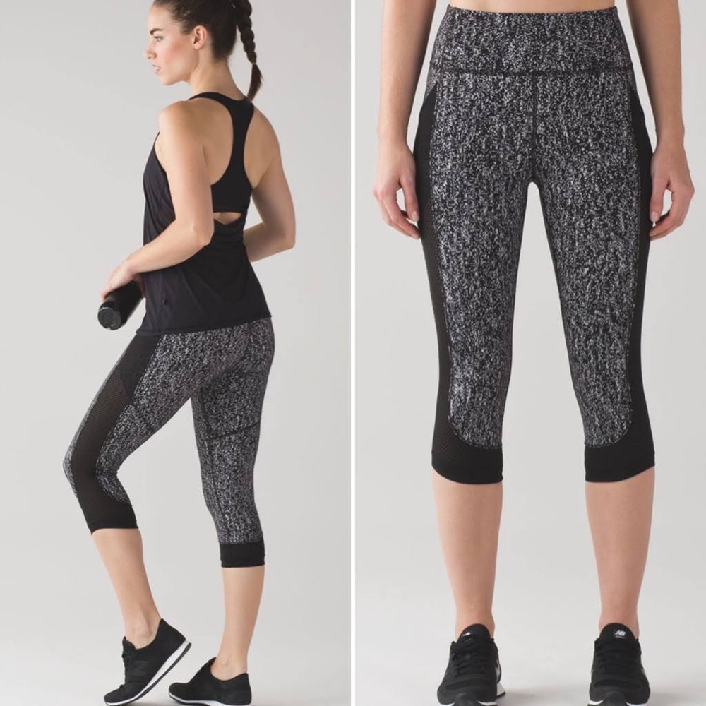Lululemon Fit physique cropped leggings - Luon suited jacquard black white